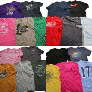 古着卸 まとめ売り カラーmix プリント 半袖Tシャツ 20枚セット (メンズ 2XL /3XL ) カラーMIX ピンク ブラック MS9337(その他)