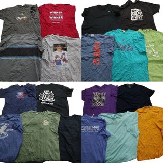 古着卸 まとめ売り カラーmix プリント 半袖Tシャツ 19枚セット (メンズ 2XL ) カラーMIX グレー ブラック MS9322(その他)