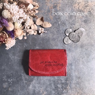 本革Suica カードも入る　ボックスコインケース　ホースレザー軽量財布 (財布)