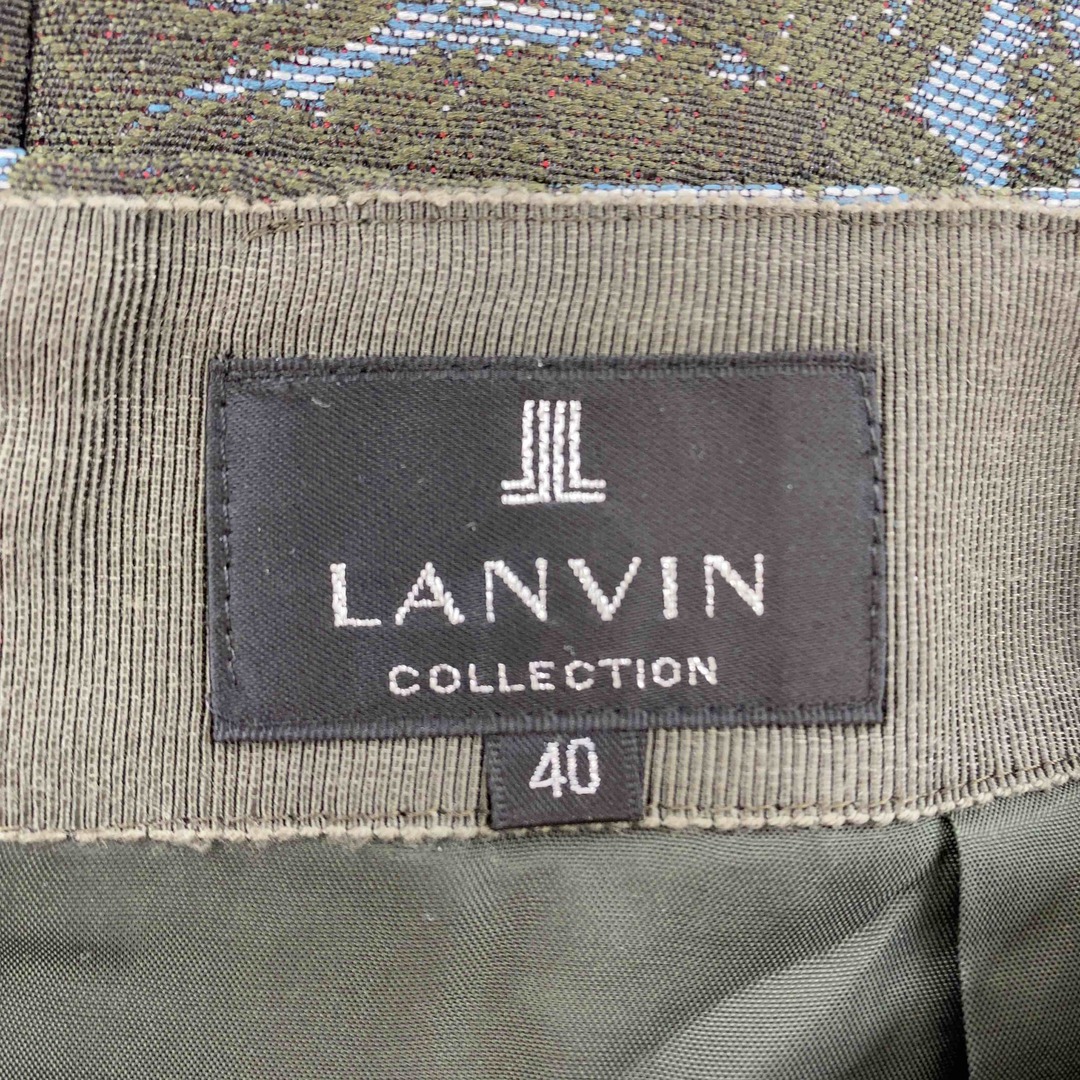LANVIN COLLECTION(ランバンコレクション)のLANVIN COLLECTION ランバンコレクション サイズ40　オリーブ　カーキ　ゴブラン織り風　レディース ひざ丈スカート レディースのスカート(ひざ丈スカート)の商品写真