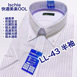 快適美楽OOL 綿高率　形態安定　半袖ワイシャツ　LL-43 抗菌防臭　接触冷感