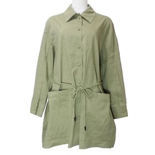 セオリー(theory)のセオリー 美品 21SS ロングシャツ ジャケット リネン混 緑 IBO53(その他)