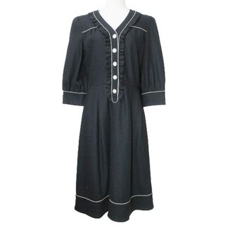 トゥービーシック(TO BE CHIC)のトゥービーシック 美品 ワンピース ひざ丈 7分袖 フリル Vネック IBO53(ひざ丈ワンピース)