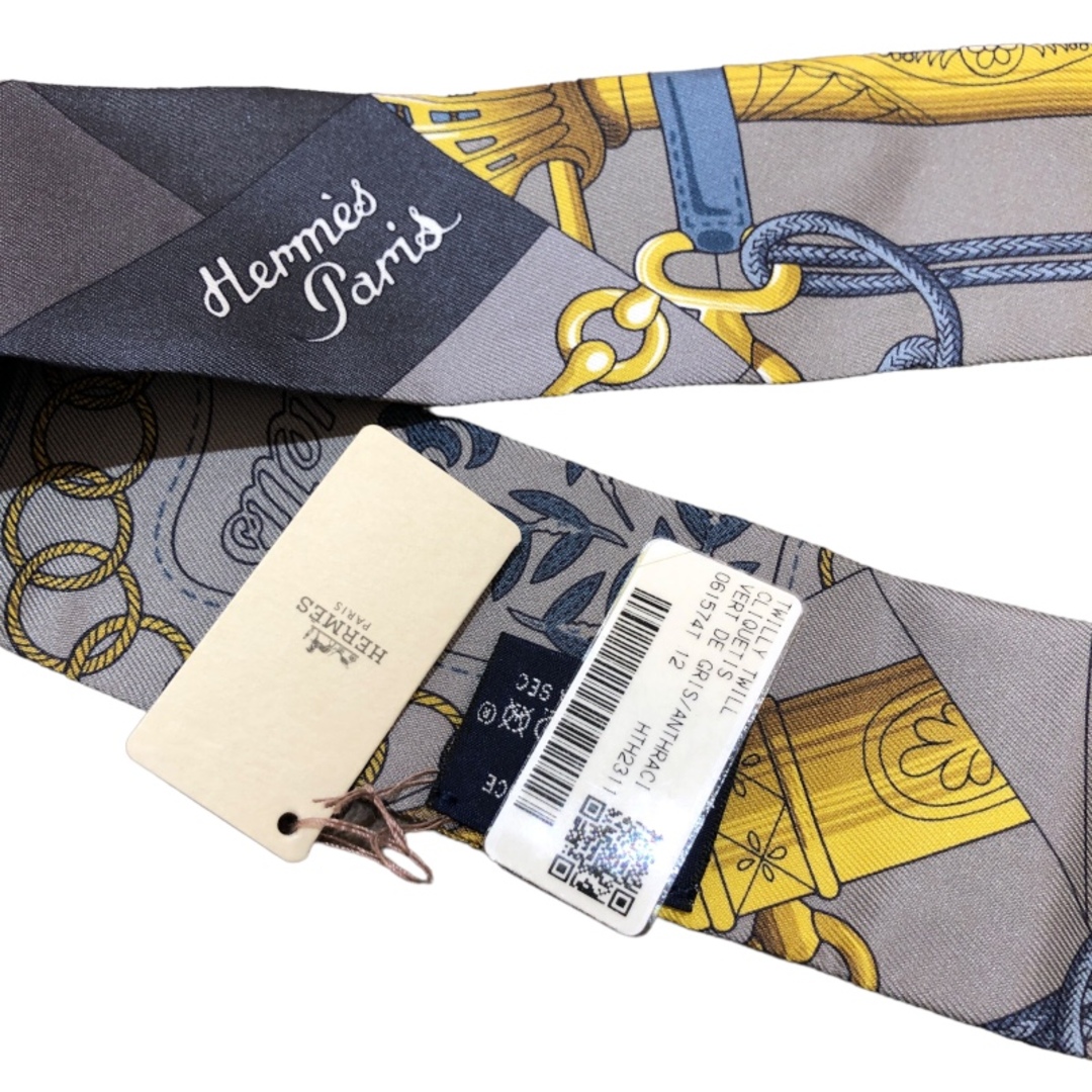 Hermes(エルメス)の　エルメス HERMES ツイリー CLIOUETIS グレー等 シルク100% ユニセックス スカーフ レディースのファッション小物(バンダナ/スカーフ)の商品写真