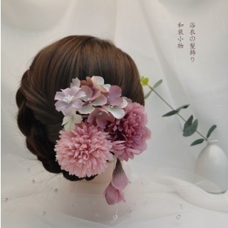 【ビビットピンク】着物　七五三　結婚式　髪飾り　ヘアアクセサリー　夏祭り(ヘアゴム/シュシュ)