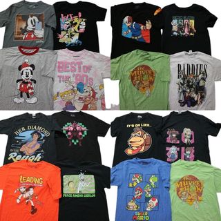 古着卸 まとめ売り キャラクター 半袖Tシャツ 16枚セット (メンズ M ) ミッキー マリオ ディズニー 鬼滅の刃 MS9381(その他)