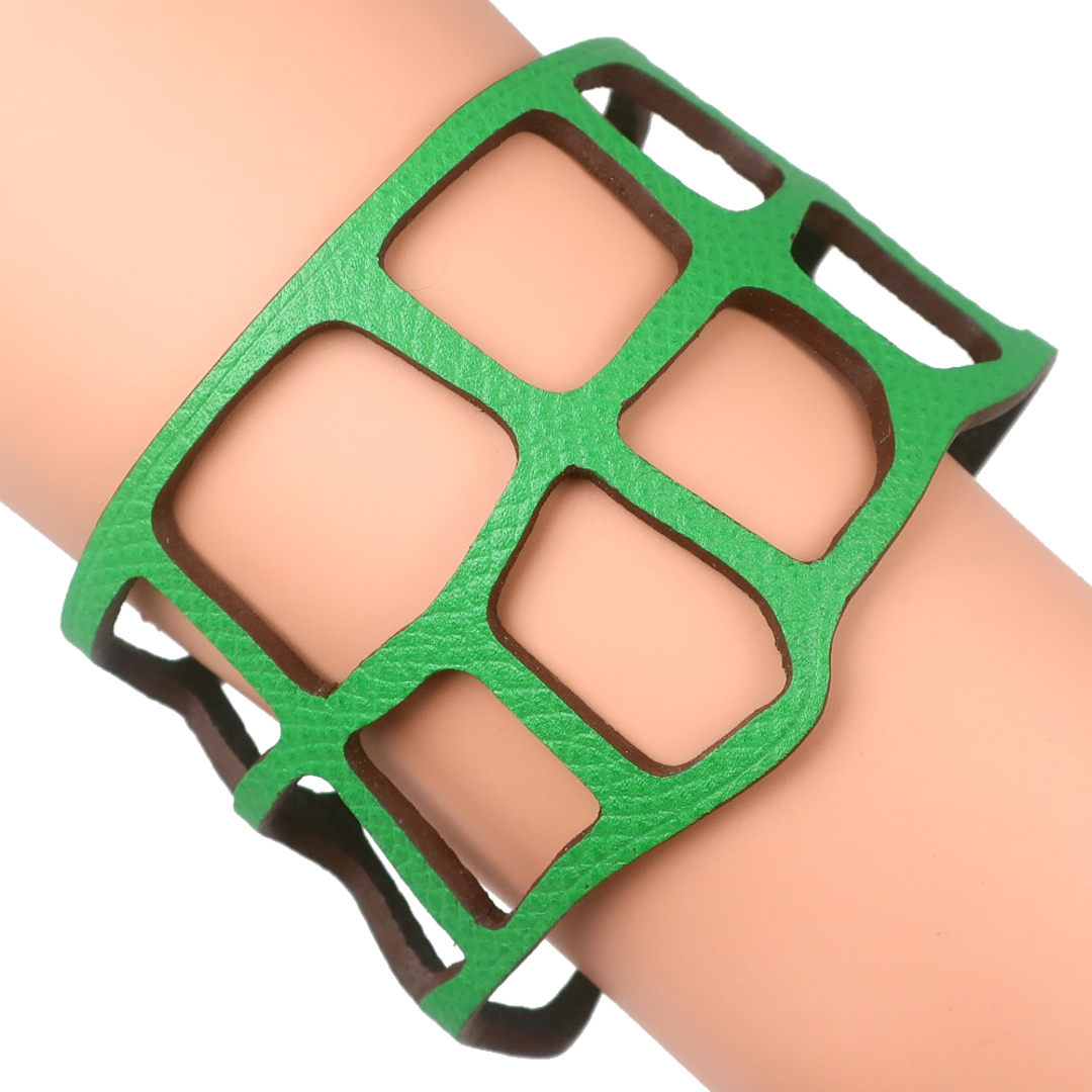 HERMES】エルメス バングル プティアッシュ エカイユ トゴ 緑 HERMES】エルメス バングル プティアッシュ エカイユ トゴ 緑