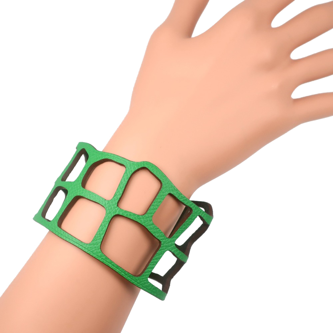HERMES】エルメス バングル プティアッシュ エカイユ トゴ 緑 HERMES】エルメス バングル プティアッシュ エカイユ トゴ 緑