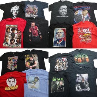 古着卸 まとめ売り 人物 半袖Tシャツ 16枚セット (メンズ XL ) プロレス マリリンモンロー 大統領 MS9402(その他)