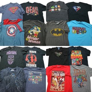 古着卸 まとめ売り マーベル DCコミック 半袖Tシャツ 16枚セット (メンズ XL ) スーパーマン バットマン ブラックパンサー MS9387(その他)