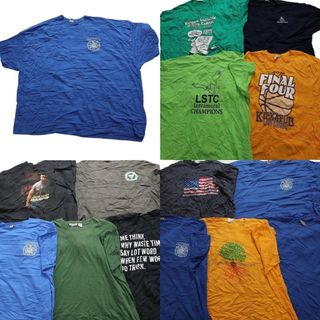 古着卸 まとめ売り カラーmix プリント 半袖Tシャツ 18枚セット (メンズ XL /2XL /3XL /4XL /5XL ) カラーMIX ブルー ブラック MS9427(その他)