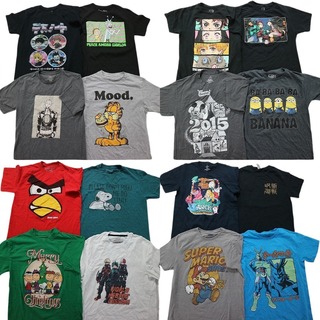 古着卸 まとめ売り キャラクター 半袖Tシャツ 16枚セット (メンズ XS /S ) ガーフィールド マリオ ディズニー スヌーピー MS9384(その他)