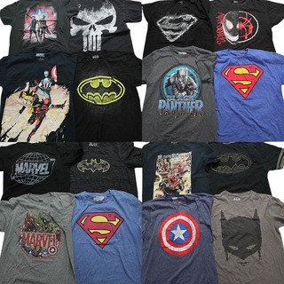 古着卸 まとめ売り マーベル DCコミック 半袖Tシャツ 16枚セット (メンズ M ) ブラックパンサー バットマン スーパーマン MS9394(その他)