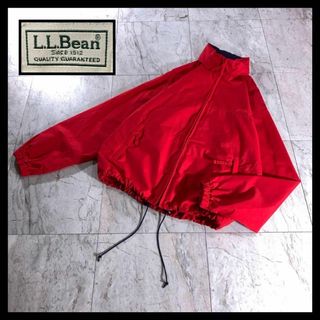 L.L.Bean - 90s 00s 古着 エルエルビーン 短丈 ナイロンジャケット 赤 収納フード