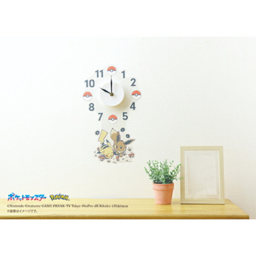 ポケモン(ポケモン)のポケモン　ピカチュウ＆イーブイ ウォールクロックステッカー Nintendo インテリア 時計 レディースのファッション小物(腕時計)の商品写真