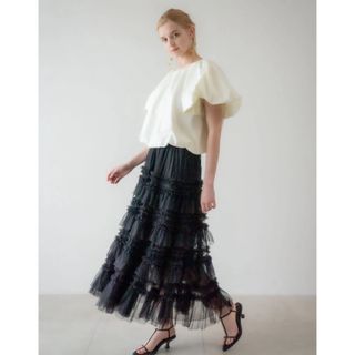 acka tulle long skirt（black）