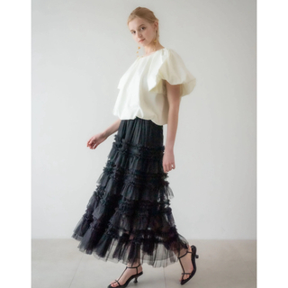 acka tulle long skirt（black）(ロングスカート)