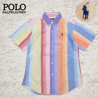 ポロラルフローレン(POLO RALPH LAUREN)のポロラルフローレン　半袖ボタンダウンシャツ　パステルカラー　ストライプ　140(ブラウス)