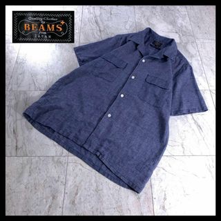 BEAMS PLUS - BEAMS PLUS リネンポリエステル インディゴ オープンカラーシャツ 半袖