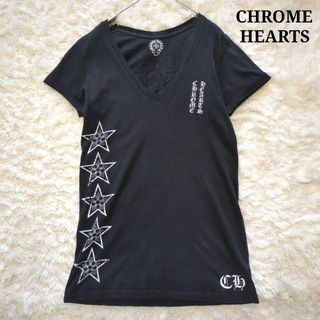 クロムハーツ(Chrome Hearts)の美品⭐︎CHROME HEARTS　クロムハーツ　プリントTシャツ　Vネック　黒(Tシャツ(半袖/袖なし))