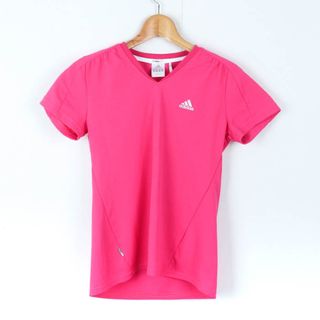 アディダス(adidas)のアディダス 半袖Ｔシャツ トップス Vネック クライマライト UVケア スポーツウエア レディース Mサイズ ピンク adidas(Tシャツ(半袖/袖なし))