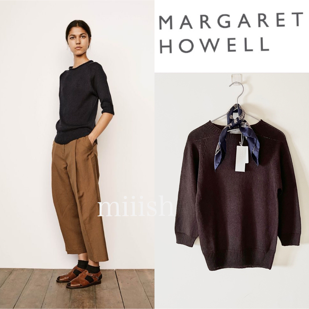 MARGARET HOWELL(マーガレットハウエル)の新品タグ付 マーガレットハウエル リネンコットンクルーネックニット 3.6万 レディースのトップス(ニット/セーター)の商品写真