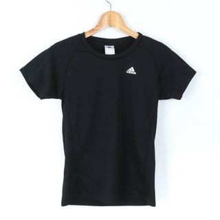 アディダス(adidas)のアディダス 半袖Ｔシャツ トップス 胸ロゴ 無地 スポーツウエア レディース Mサイズ ブラック adidas(Tシャツ(半袖/袖なし))