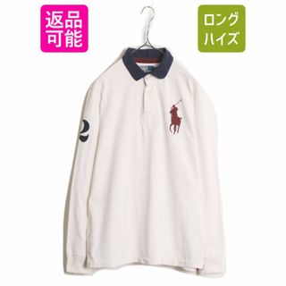 ラルフローレン(Ralph Lauren)のビッグポニー ポロ ラルフローレン 長袖 ラガー シャツ メンズ М 古着 長袖シャツ ラグビーシャツ ヘビーウェイト ナンバリング ホワイト(シャツ)