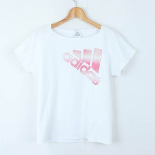 アディダス(adidas)のアディダス 半袖Ｔシャツ トップス ロゴT クライマライト スポーツウエア レディース Sサイズ 白×ピンク adidas(Tシャツ(半袖/袖なし))