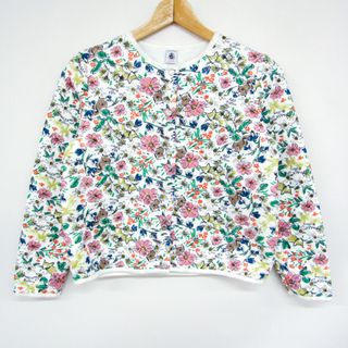 PETIT BATEAU - プチバトー カーディガン トップス キルティング 花柄 キッズ 女の子用 12ans/152サイズ ホワイト PETIT BATEAU