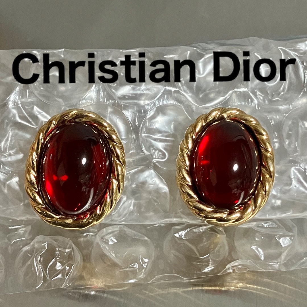 Christian Dior(クリスチャンディオール)の美品 Christian Dior ディオール イヤリング ゴールド 赤 レディースのアクセサリー(イヤリング)の商品写真