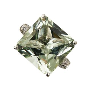 美品 K18WG ホワイトゴールド リング 指輪 クオーツ 13.44ct ダイヤ 0.35ct 【1-0147198】(リング(指輪))