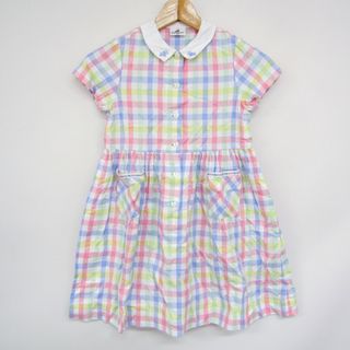 ペアレンツドリーム ワンピース トップス 半袖 チェック柄 日本製 キッズ 女の子用 130サイズ ピンク×ブルー parentsdream(ワンピース)