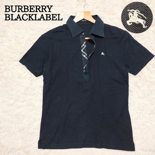 BURBERRY BLACK LABEL - BURBERRY　バーバリーブラックレーベル　ポロシャツ　ダークネイビー　M