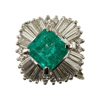 美品 Pt900 プラチナ リング 指輪 エメラルド 1.22ct ダイヤ 0.85ct 【1-0149495】(リング(指輪))