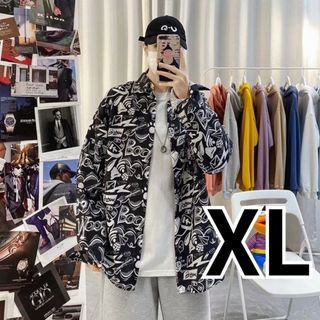 限定価格　古着風　柄シャツ　羽織　XL アロハ　韓国　シャツ　レトロ　スケボー(シャツ)