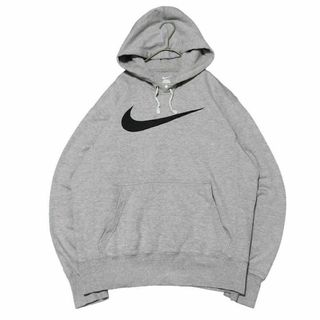 ナイキ(NIKE)のメキシコ製 NIKE スウェットパーカー ビッグスウッシュ グレー e96①(パーカー)