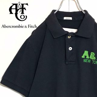 Abercrombie&Fitch - 【色落ち感◎】 アバクロンビー＆フィッチ　ワッペンロゴ入りポロシャツ　A1166