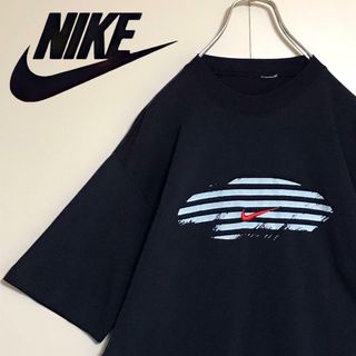 ナイキ(NIKE)の【希少デザイン】ナイキ　センター刺繍ロゴ入りTシャツ　ネイビー　H803(Tシャツ/カットソー(半袖/袖なし))