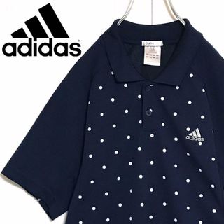 アディダス(adidas)の【美品】アディダス　刺繍ロゴ入りポロシャツ　ネイビー　クライマライト　F972(ポロシャツ)