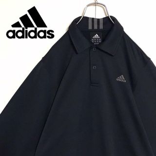 adidas - 【万国旗タグ】アディダス　刺繍ロゴ入り長袖ポロシャツ　裏起毛　ブラック　K671