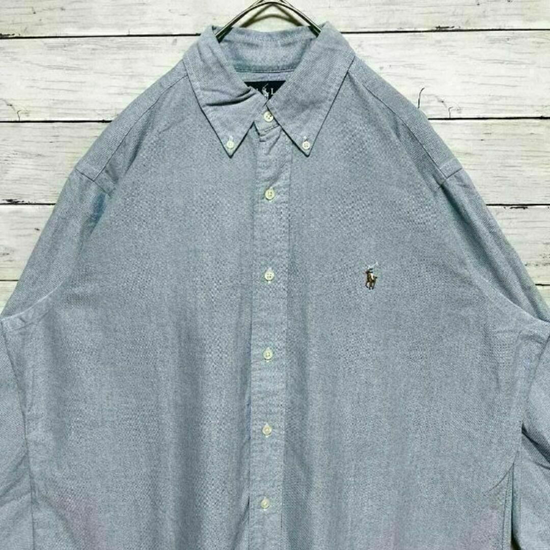 Ralph Lauren(ラルフローレン)の44k ラルフローレン 人気ブルー オックスフォード BD長袖シャツ ポニー刺繍 メンズのトップス(シャツ)の商品写真