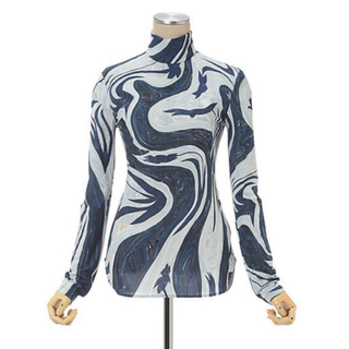 mame Marble Print Jersey High Neck Top