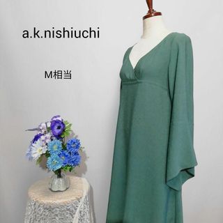 a.k.nishiuchi 極上美品　ちりめん　kiwa ワンピース　М相当(ひざ丈ワンピース)