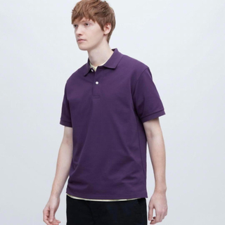 ユニクロ(UNIQLO)のユニクロ UNIQLOドライカノコポロシャツ 半袖L  紫　パープル(ポロシャツ)