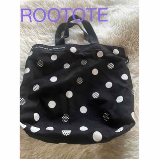 ROOTOTE - ROOTOTE  キャンバス地　トートバッグ　ブラック　ドット　A4入ります