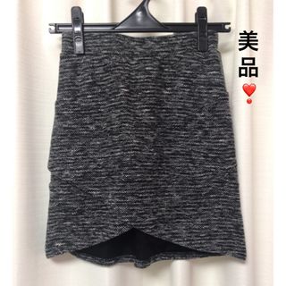 冬物最終値下げ❣【美品】LuxeRose ツイードミニスカート グレー(ミニスカート)