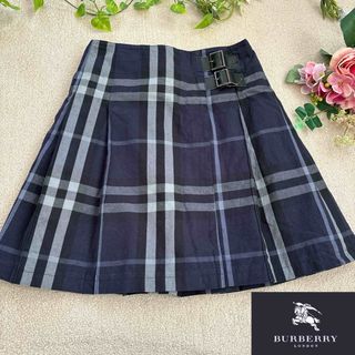 BURBERRY - バーバリーロンドン★スカート★ノバチェック★170★S★ラップスカート★ネイビー