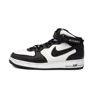 ナイキ(NIKE)のナイキ NIKE × ステューシー STUSSY ■ 【 AIR FIRCE 1 MID Black and Light Bone DJ7840 002 】 エア フォース 1 ミッド ブラック アンド ライト ボーン スニーカー　w18848(スニーカー)