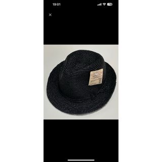 MUJI (無印良品) - 新品 無印良品 ラフィア 中折れハット 黒 ブラック 57.5〜59cm